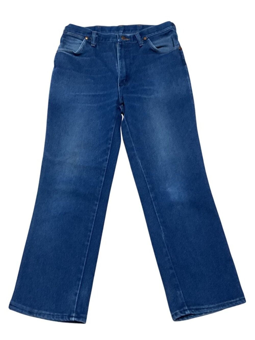 Vtg Wrangler Bootcut Stretch Blue Jean 31 x 30 Denim Cotton Lycra USA Made Mens